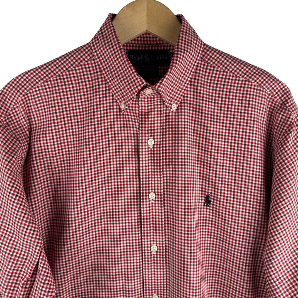 Ralph Lauren Red and White Checkered Casual Button Down Shirt